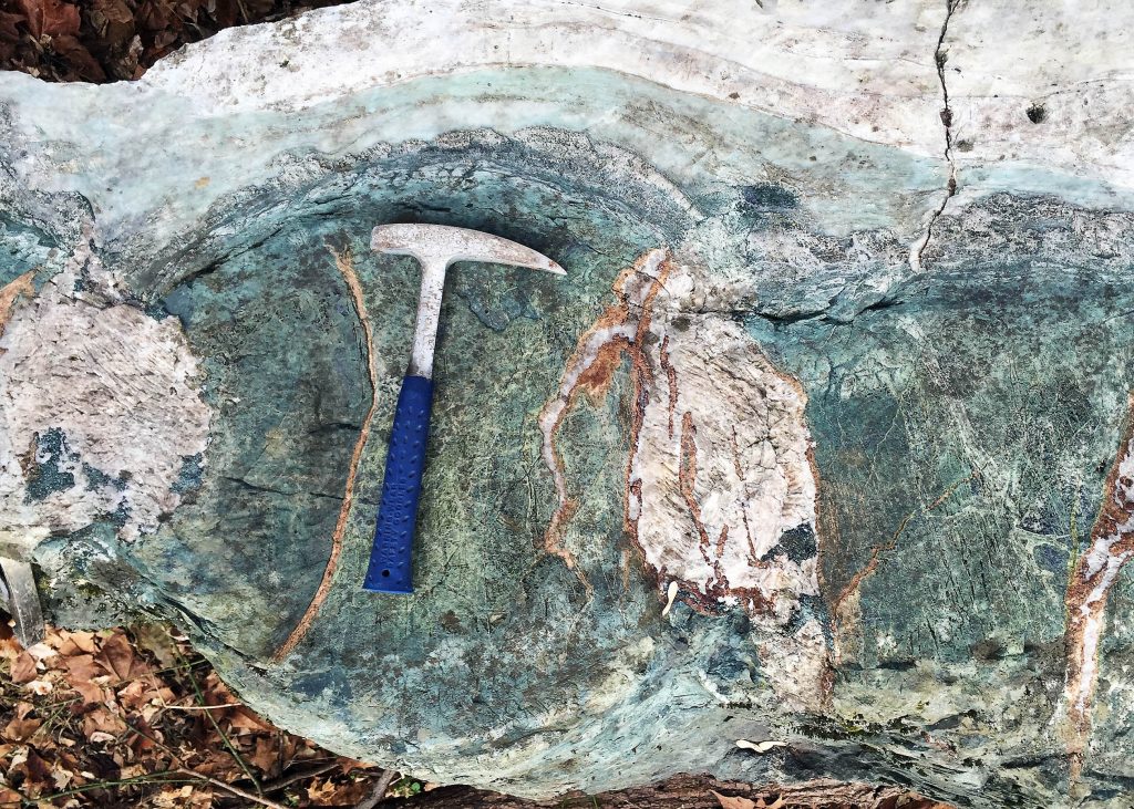Surface of quarried block in the Catoctin Formation.